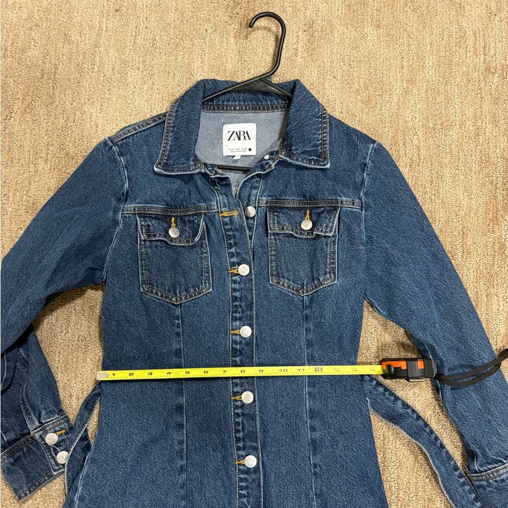 Zara Dark Denim Long Sleeve Mini Dress - Picture 5 of 7